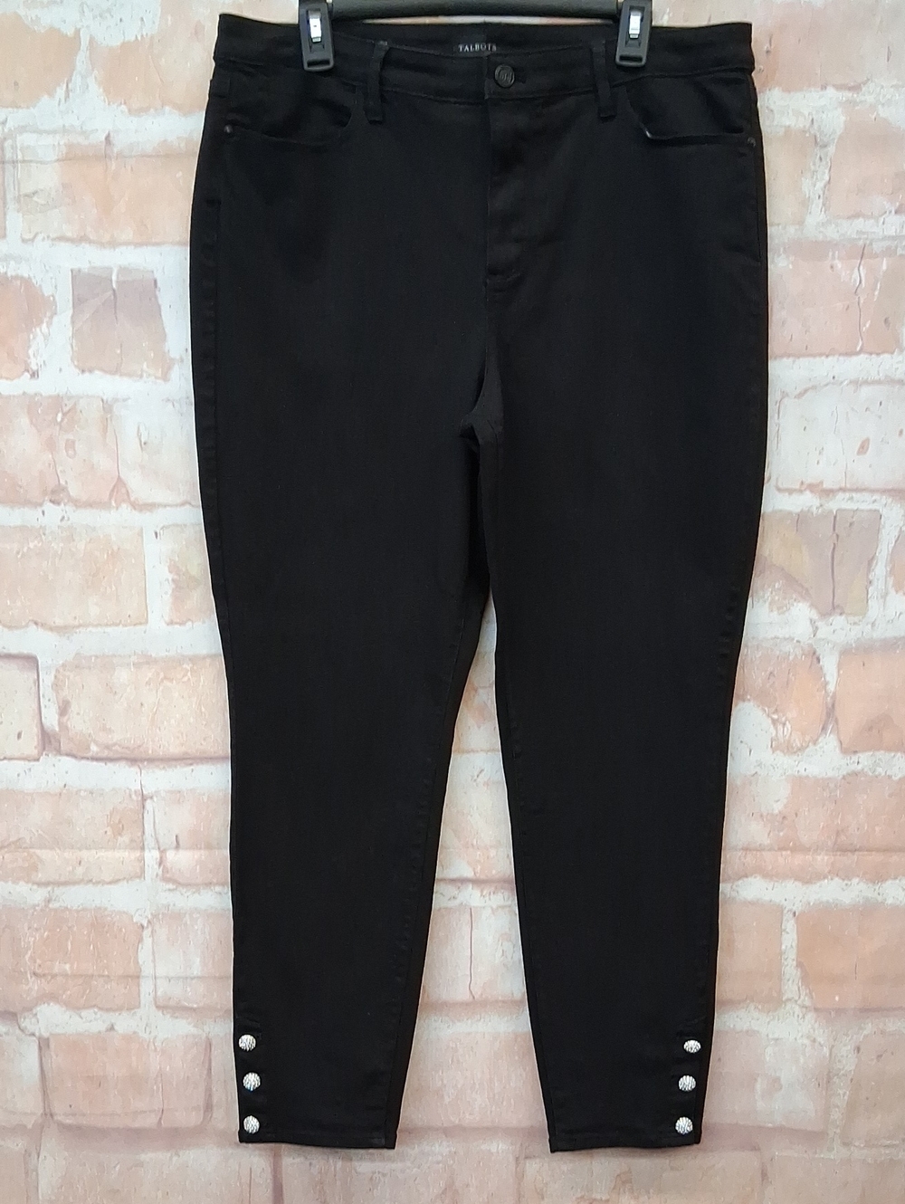 Talbots Black Ankle Cropped Jeans with Hem Buttons